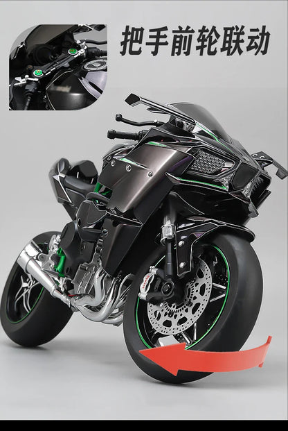 1:6 Kawasaki Ninja 500 H2R Motorcycle Model — Racing Simulation with Sound & Light, Fast & Furious Collectible Toy Gift