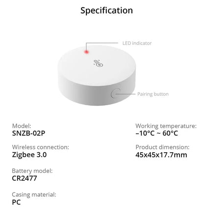 SONOFF SNZB-02P Zigbee Temperature & Humidity Sensor – Smart Home Thermometer, Works with Alexa, Google Home & SmartThings