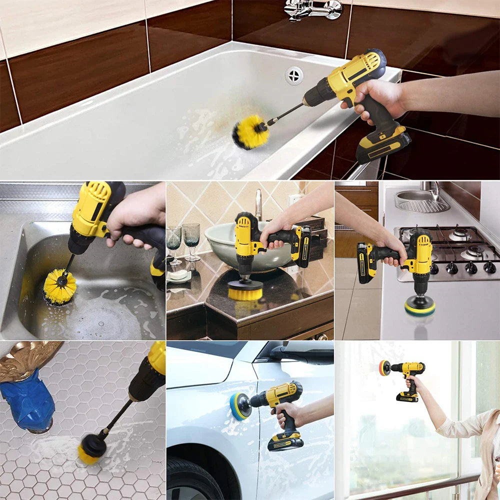 Efficient 12/4 Pcs Electric Drill Brush Kit for Household Cleaning: Carpet, Glass, Car, Kitchen, Bathroom, and Toilet Cleaning Tools