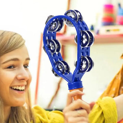 Double Row Metal Jingle Tambourine – Handheld Safe, Rustproof & Waterproof Percussion Instrument, Eco-Friendly