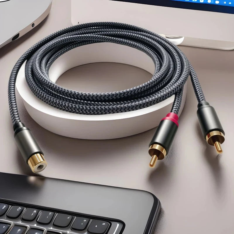 RCA Splitter Audio Cable 1 to 2 Male to Female – 0.3m/0.5m/3m Short RCA Adapter Cord for TV, DVD, CD, Subwoofer & Amplifier Speakers