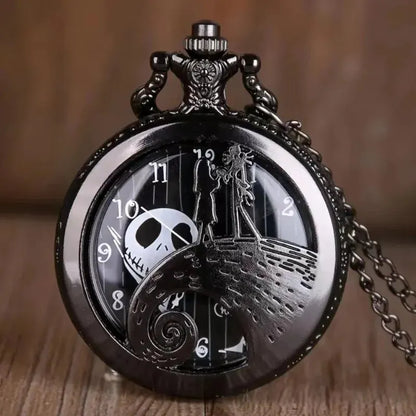 Fashion Skeleton Quartz Pocket Watch with Chain Necklace - Vintage Pendant Clock for Men & Women