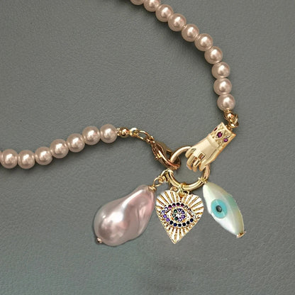 Luxury Pearl Necklace for Women - Adjustable Square Chunky Resin Statement Jewelry