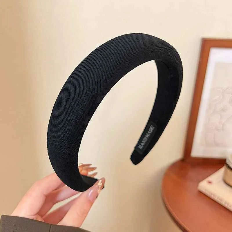 Wild Solid Color Sponge Headband – Wide Edge Fashion Hair Band for Women & Girls, Face Wash Accessory