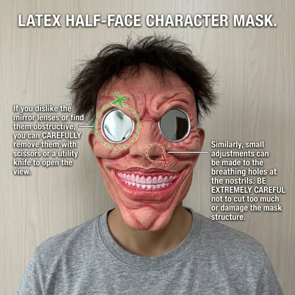 Scary Smile Half Face Mask - Creepy Black Hole Horror Halloween Cosplay Costume