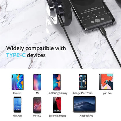 USB-C to 3.5mm Aux Audio Cable — Headphone & Speaker Adapter for Samsung S20/S21/Note 20/Tab S7