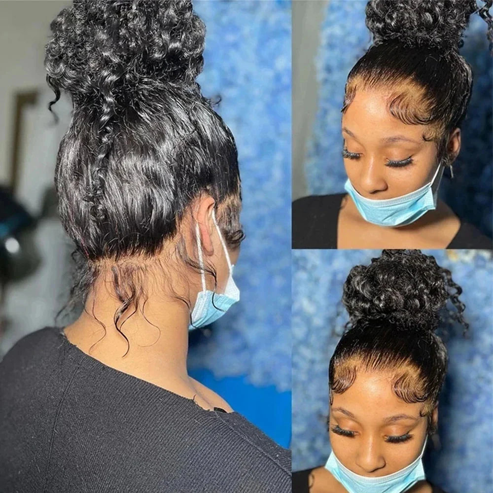 Invisi Strap 360 Lace Frontal Wig – Pre-Plucked Deep Curly Glueless Human Hair Wig, Pre-Cut Full Lace Wig