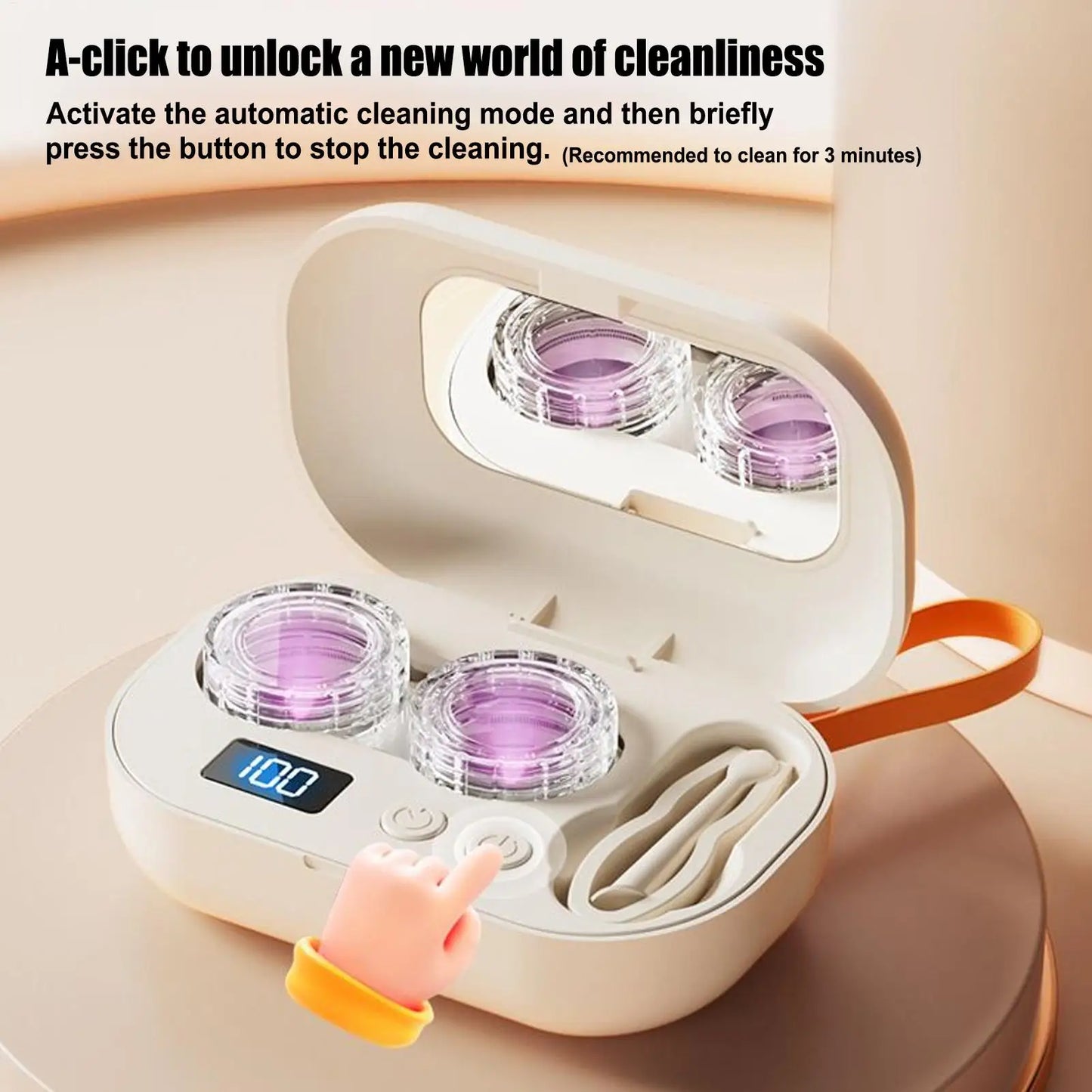 Portable Ultrasonic Contact Lens Cleaner Case – USB Rechargeable Lens Cleaning Machine for Removing Protein Deposits & Eye Care Hygiene