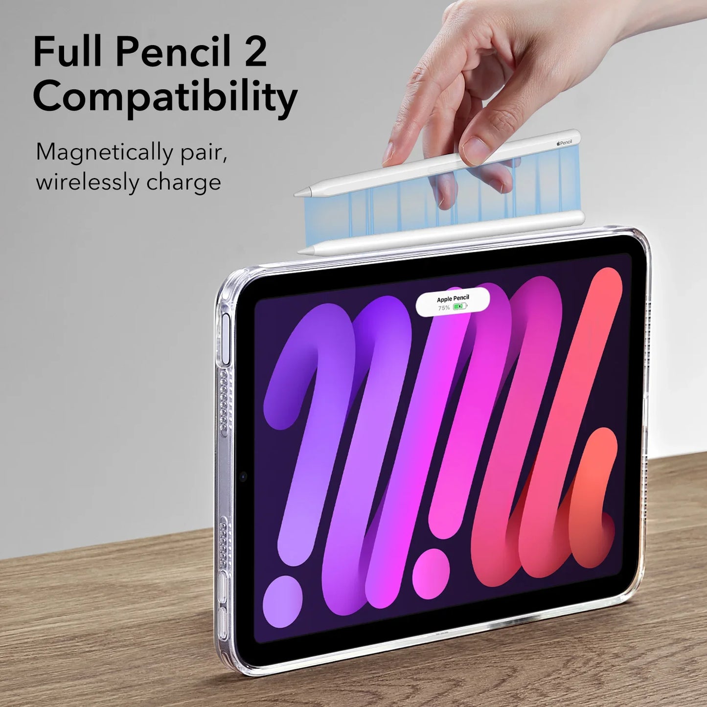 ESR Kickstand Case for iPad Mini 6/7 – Hybrid Protection Clear Back Cover with Stand & Pencil Support
