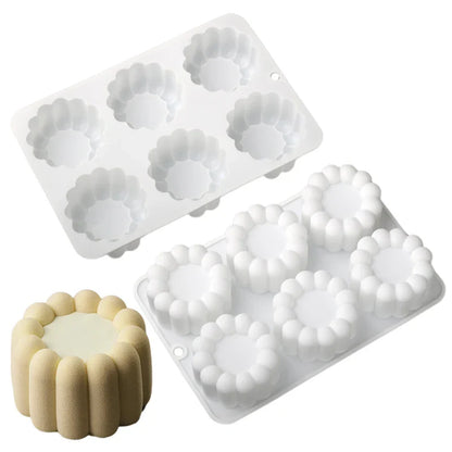 6 or 12 Cell Wavy Lace Cylindrical Silicone Cake Mold — Mousse & Dessert Baking Tool for Party Pastry