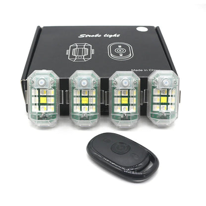 1/2/4PCS Remote RC LED Flash Lights – Wireless Warning Lights for Motorcycles, Drones & RC Aircraft