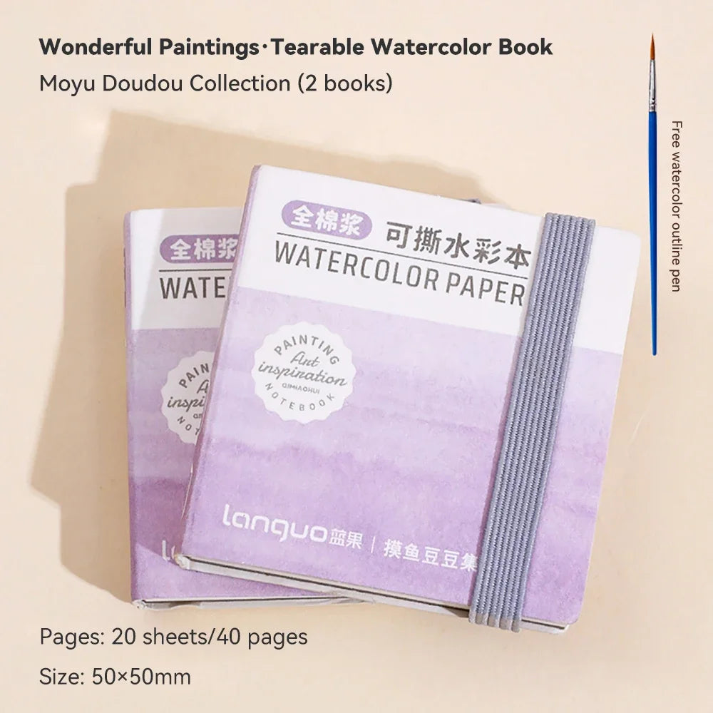 100% Cotton Mini Watercolor Paper Book – 300gsm Tearable Sketchbook Journal for Drawing & Painting
