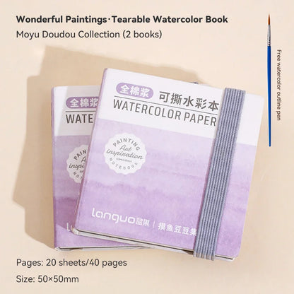 100% Cotton Mini Watercolor Paper Book – 300gsm Tearable Sketchbook Journal for Drawing & Painting