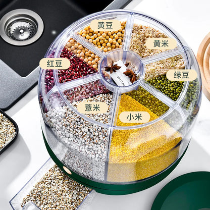 Spin & Store: Divided Rice Bucket for Grains Galore – Household Haven of Insect-Proof, Moisture-Proof Sealing!