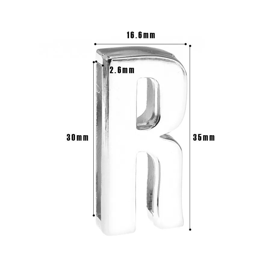 12PCS 30mm Chrome Alphabet Slide Charms A–Z – DIY Bracelet, Wristband, Pet Collar & Jewelry Making Beads