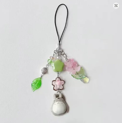 Handmade Cat Phone Charm - Four Leaf Clover Beaded Y2K Fairy Core Keychain & Bag Pendant Accessory