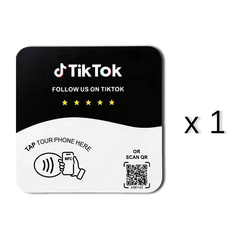 NFC 215 Square Google Review Card - Programmable 13.56MHz NFC Stand with Editable QR Code