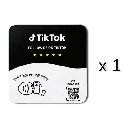 NFC 215 Square Google Review Card - Programmable 13.56MHz NFC Stand with Editable QR Code