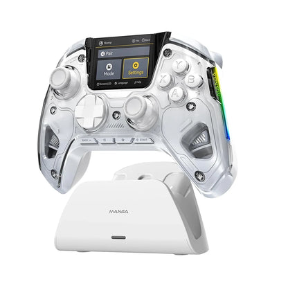 Interactive Screen Wireless Gaming Controller – Hall Effect Stick, RGB Light, 1800mAh, Charging Dock, Compatible with Switch/PC/iOS/Android