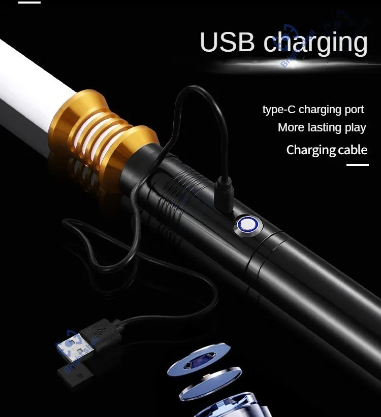 RGB Metal Lightsaber Toy – 15-Color Changing Laser Sword with Sound Effects, Force FX Jedi Blaster Gift for Kids