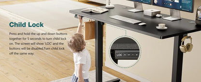 Electric Standing Computer Desk – Height Adjustable Ergonomic Workstation with Metal Frame for Home or Office