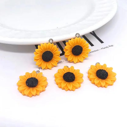 10Pcs Simulation Sunflower Charms 25/30mm for DIY Earrings, Necklace & Jewelry Making Accessories