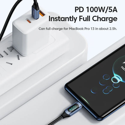 Toocki Type-C to Type-C Cable – 100W PD Fast Charging & Display Cable for Xiaomi POCO F3, Realme, MacBook, iPad