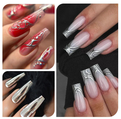 BORN PRETTY 5ML Super Silver Metallic Gel Nail Polish - Mirror Chrome Effect, Semi-Permanent Metal Painting Gel for DIY Nails