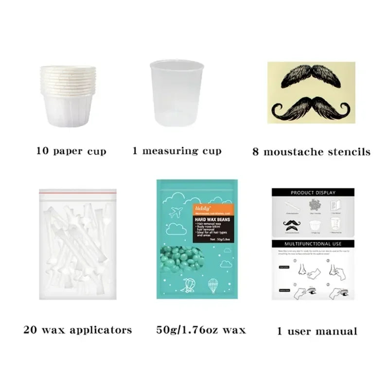 Painless Nose Hair Removal Wax Kit - Nostril Cleaning Depilation, Paper-Free Hair Wax for Men & Women