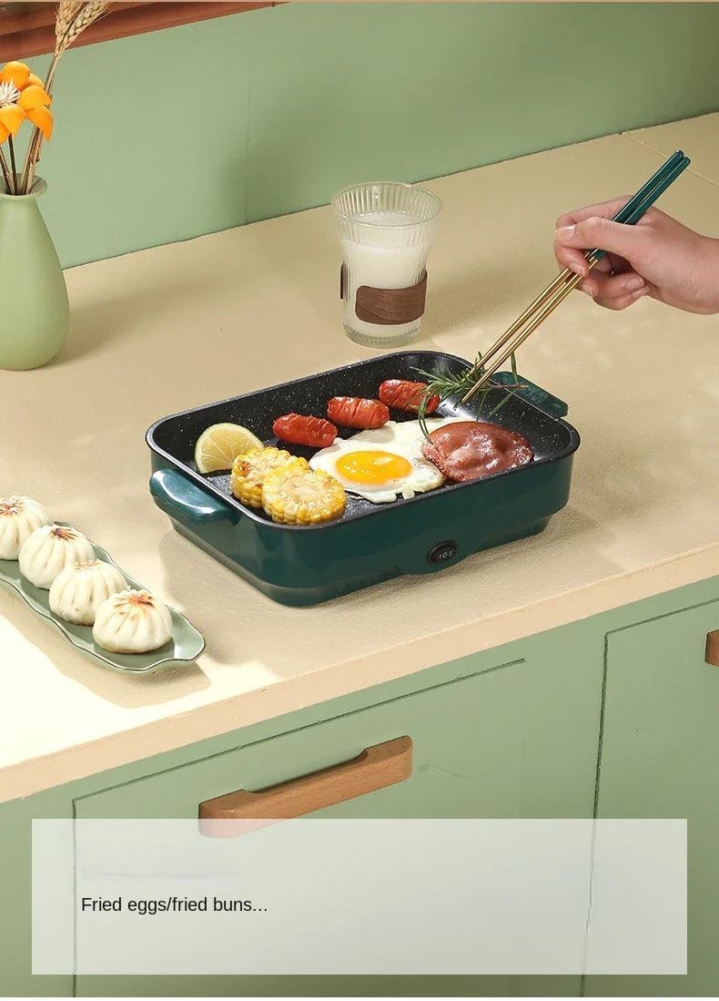 Multifunctional Electric BBQ Grill – 26cm Square Mini Electric Baking Tray and Wok for Pancakes, Steak, and Kitchen Frying