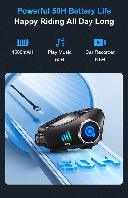 Motorcycle Bluetooth Helmet Headset BT5.3 - HD 1080P Driving Recorder, Wireless Camera & Call Headset with Hard Disk Video Recorder