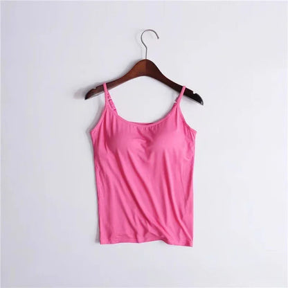 Women Cami Bra Top - Built-In Padded Bra Camisole Vest for Sleepwear, Home Wear & Casual Style