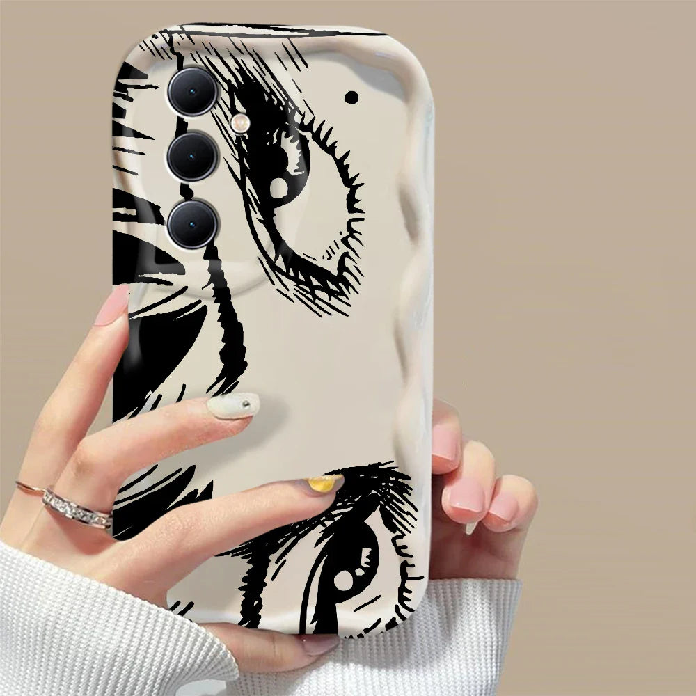 Junji Ito Horror Comics 3D Wave Phone Case for Samsung Galaxy A73 / A72 / A71 / A55 / A54 / A53 / A35 / A34 / A33 / A25 / A24 / A23 / A15 / A14 / A13 / A05 / A04 / A03 – Shockproof 4G/5G Protective Cover Anime Design