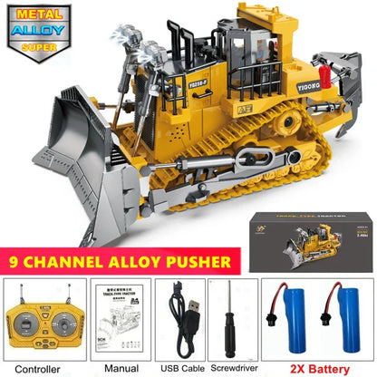 4WD RC Excavator Alloy Dump Truck Bulldozer | Remote Control Construction Vehicle Toy for Kids