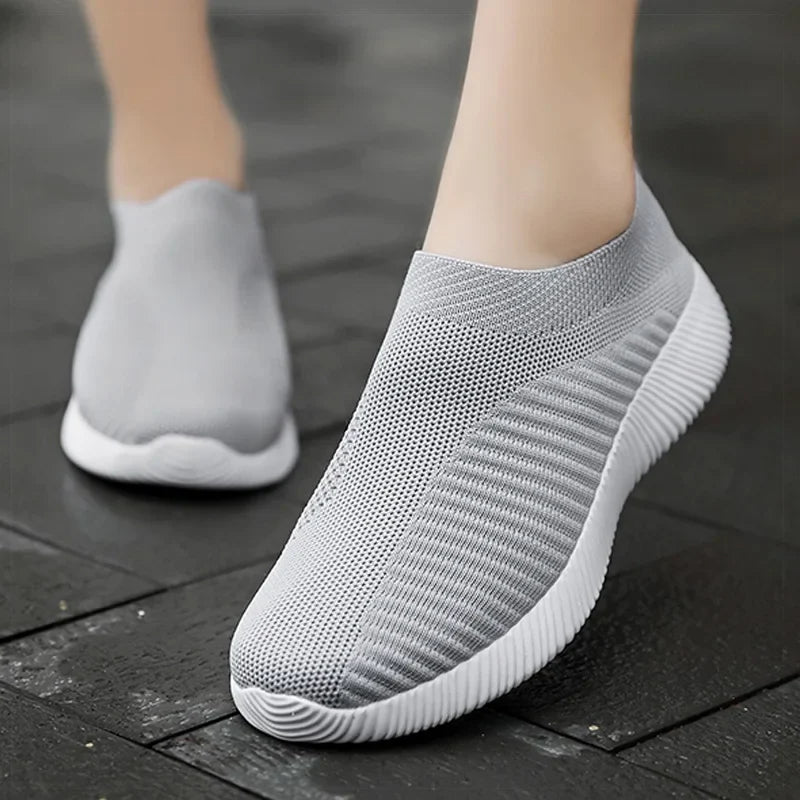 Women’s Slip-On Sock Sneakers – Breathable Flat Casual Vulcanized Sports Shoes Zapatillas