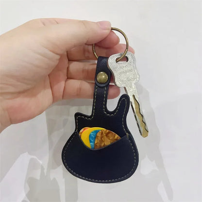 PU Leather Guitar Pick Holder Keychain – Plectrum Bag Case for Guitar Accessories & Music Supplies