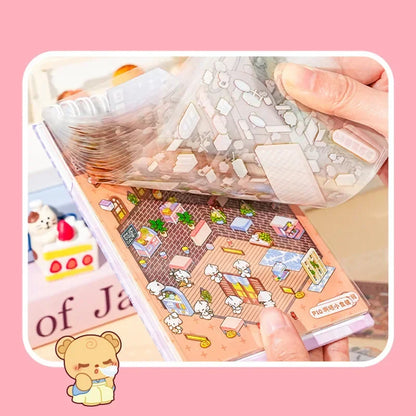 NEW 20Pcs 20-in-1 Cartoon Landscape Sticker Book – DIY 3D Pocket Cabin Scene Stickers for Kids Gift