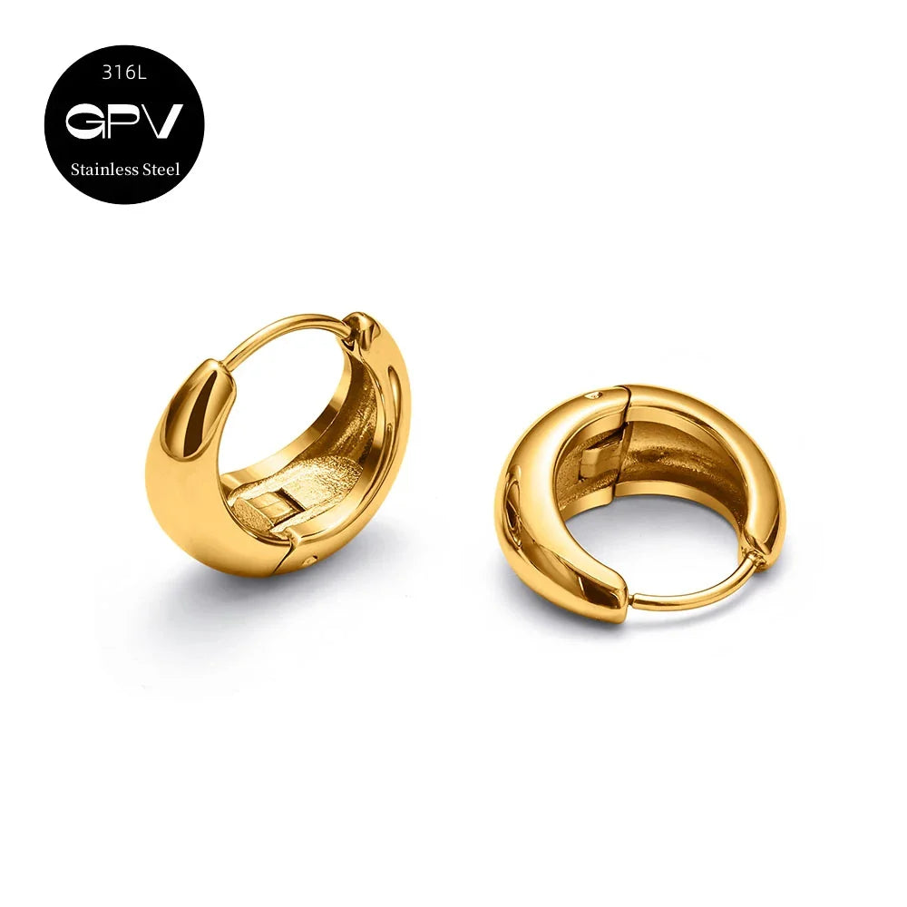 2PCS 316L Stainless Steel Earrings – Niche Design Perforated Luxury Jewelry for Women