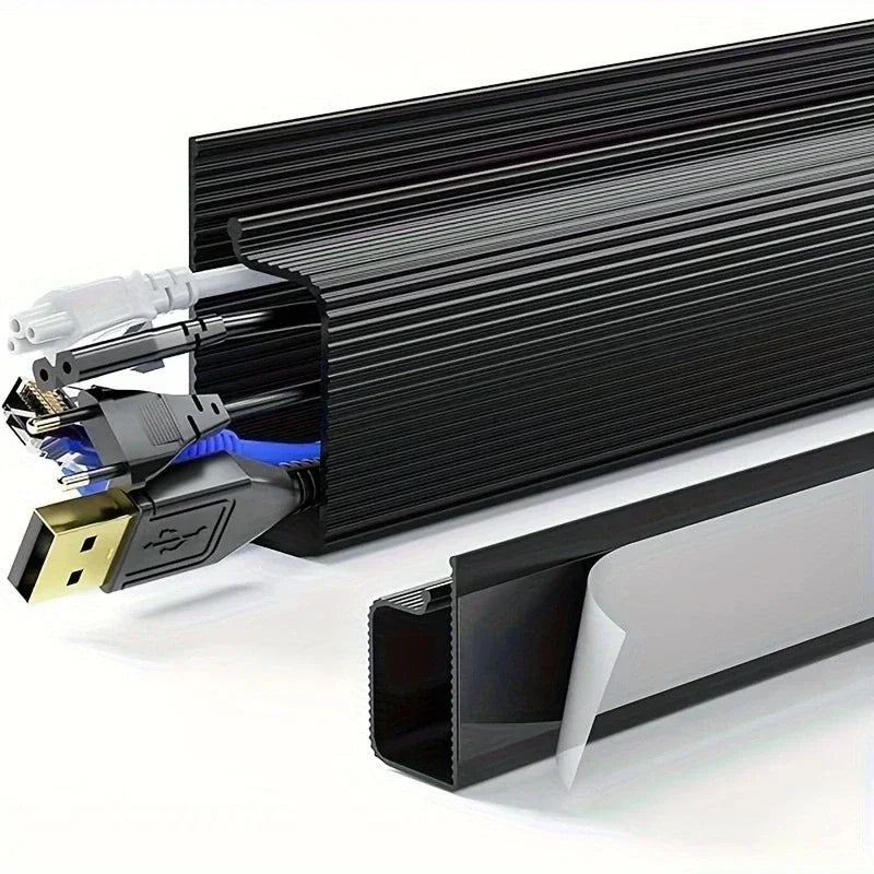 Under Desk Cable Management Tray – No-Drill Channel Raceway Cord Hider for Organized Workspace