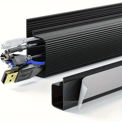 Under Desk Cable Management Tray – No-Drill Channel Raceway Cord Hider for Organized Workspace