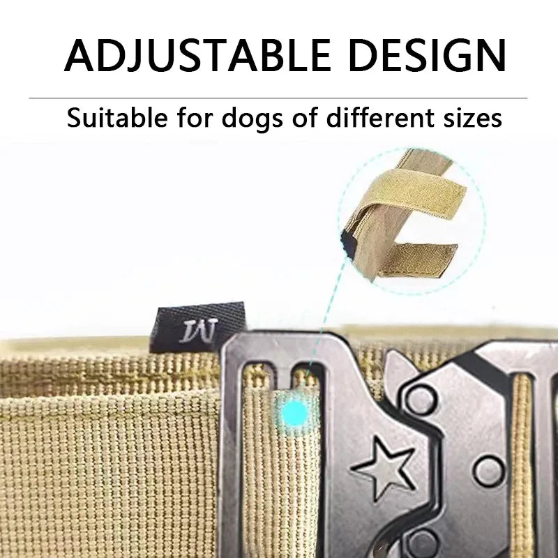 Adjustable Tactical Dog Collar with Traction Rope – Military Training Collar for Medium & Large Dogs