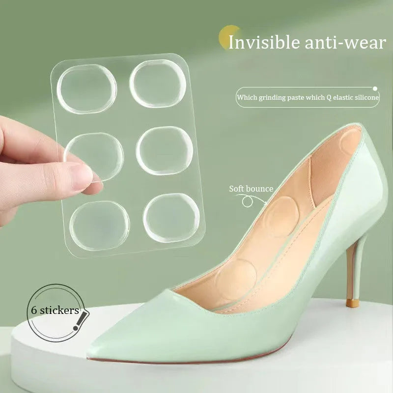 6 Piece Set High-Quality Silicone Gel Heel Stickers - Adhesive Shoe Insole Inserts, Cushion Pads, Foot Care Heel Grips and Liner Protectors