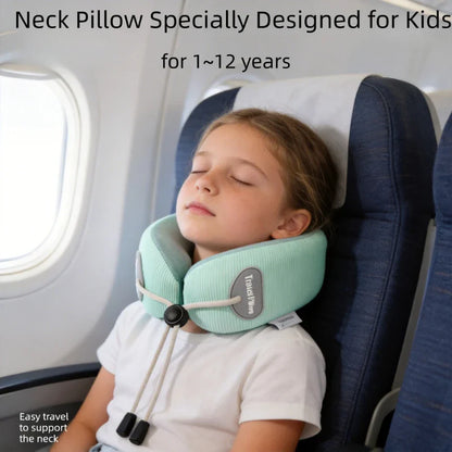 Kids U-Shaped Memory Foam Neck Pillow – 360° Support Travel & Nap Cushion, Slow Rebound with Removable Cover for Children