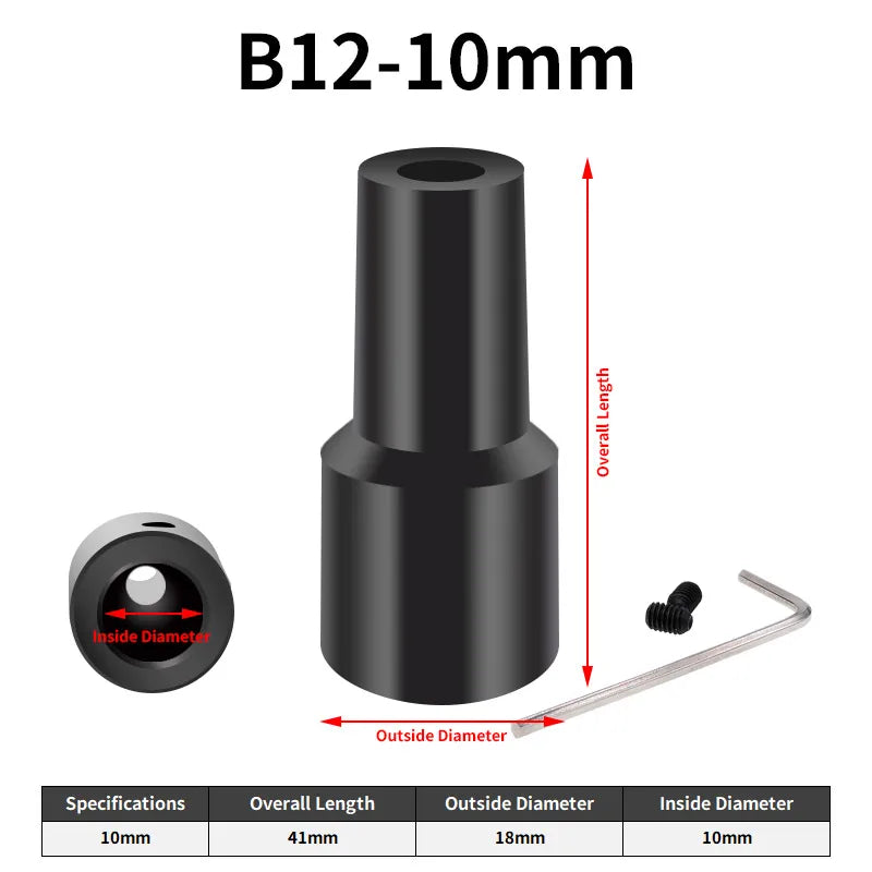 JT0 B10 B12 Adapter Connecting Rod – Steel & Copper Drill Chuck Shaft Sleeve, 4mm to 12mm Coupling