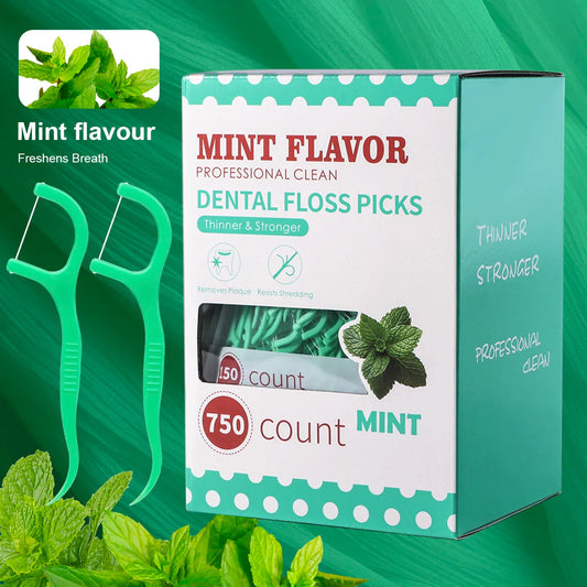 Mint Dental Floss Sticks - Portable Disposable Oral Care for Deep & Interdental Cleaning