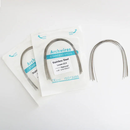 2 Packs Stainless Steel Arch Wires – 20pcs Natural Round & Rectangle Wires for Upper & Lower Braces