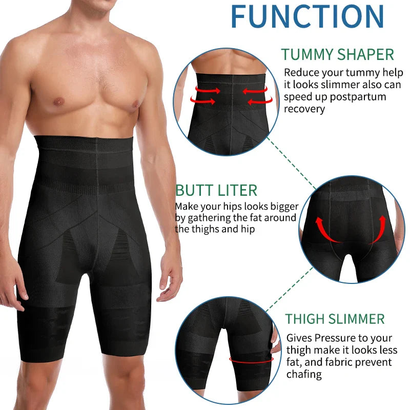 Men's Tummy Control Shorts – High Waist Slimming Shapewear for Abdomen, Belly Flat Body Shaper, Compression Boxer Briefs, Size 3XL