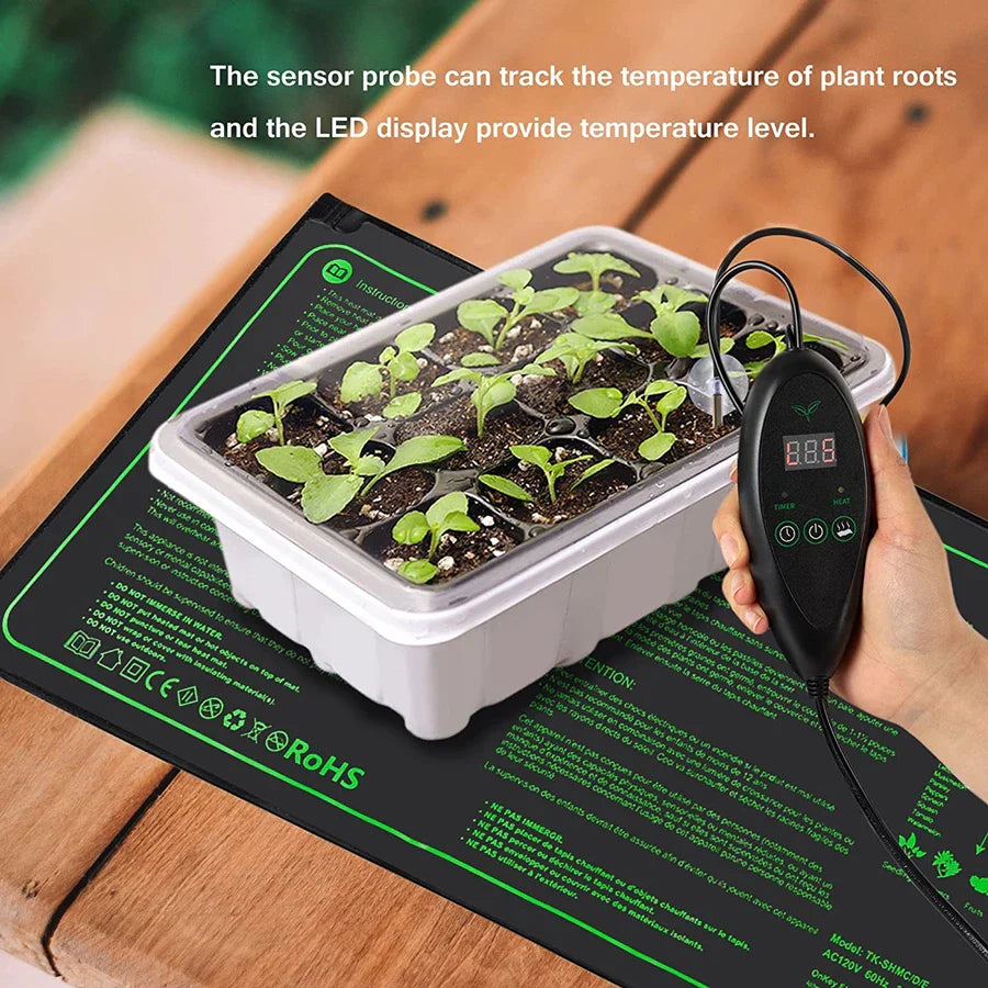 Upgraded Waterproof Seedling Heat Mat – 3 Sizes Heat Pad with 20℃-45℃ Digital Thermostat for Hydroponic Germination