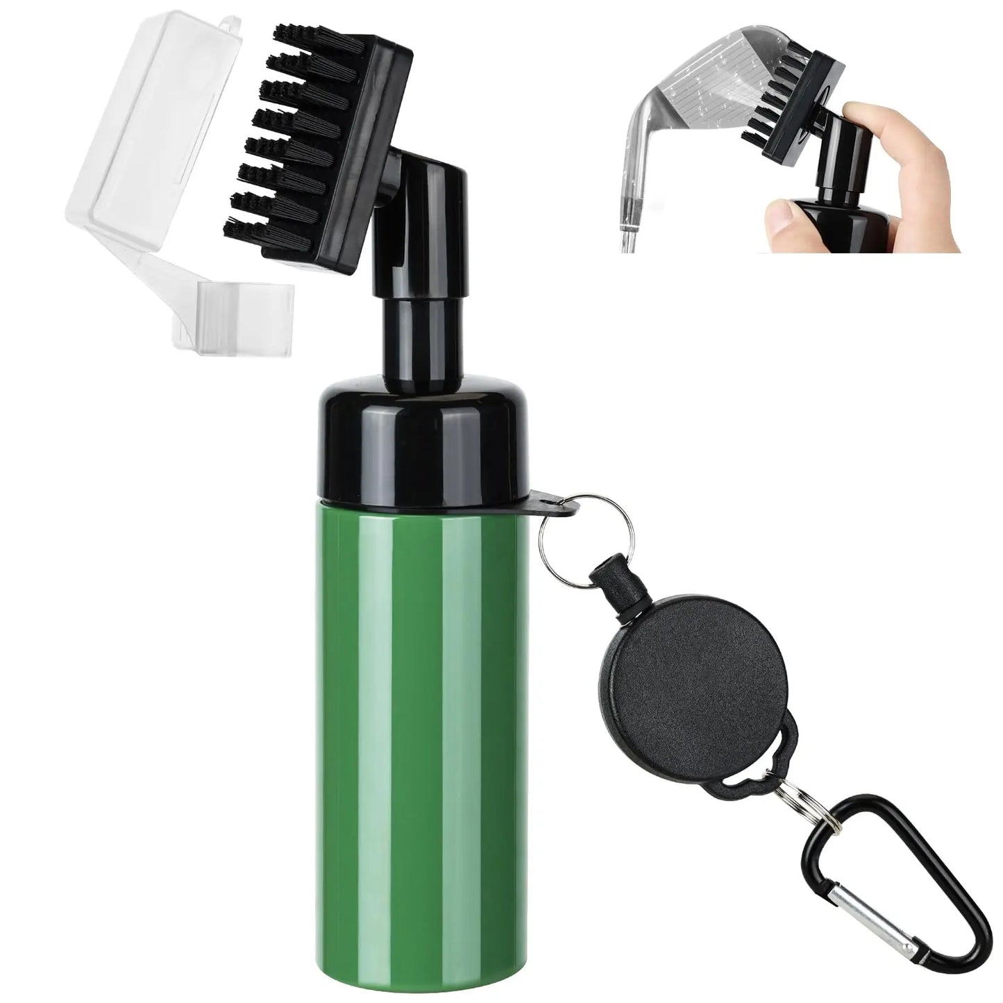 Golf Club Head Cleaning Brush – U/V-Shaped Groove Cleaner with Retractable Buckle