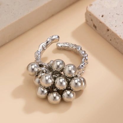 Salircon CCB Small Ball Open Ring – Punk Hip Hop Metal Finger Ring for Women & Men 2024 Jewelry Gift